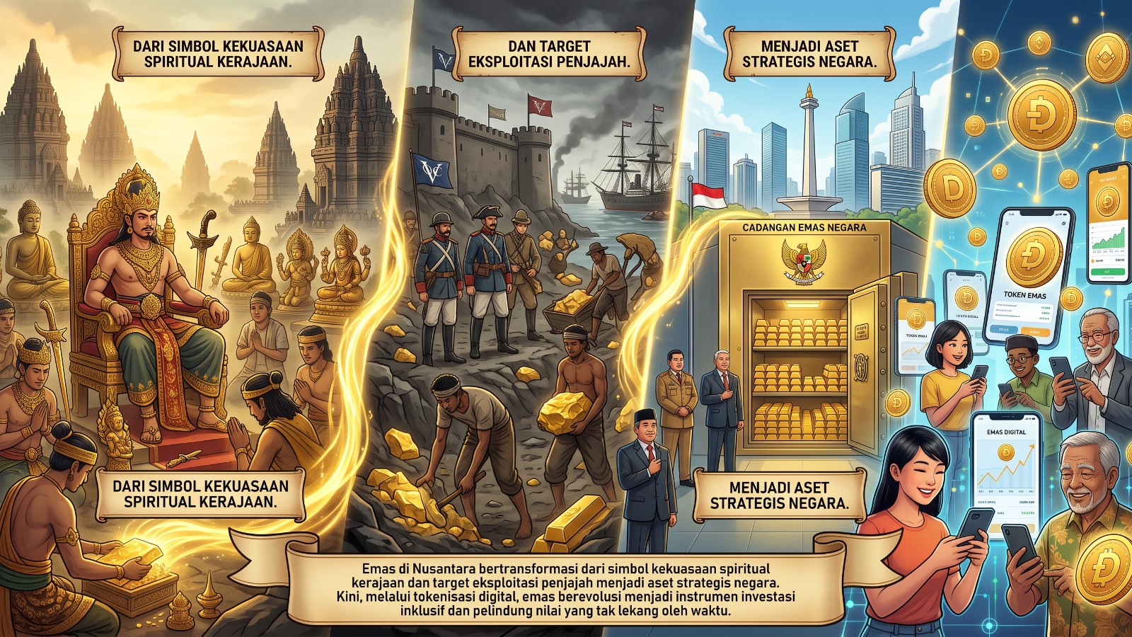 Evolusi Emas di Nusantara Dari Simbol Dewa Hingga Tokenisasi Blockchain